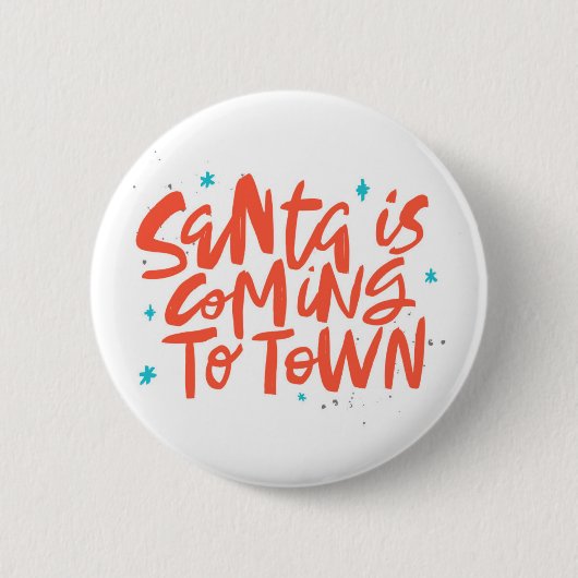 Santa komt naar de stad Holiday Design Ronde Button 5,7 Cm (Voorkant)