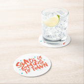 Santa komt naar de stad Holiday Design Ronde Kartonnen Onderzetter (Insitu)