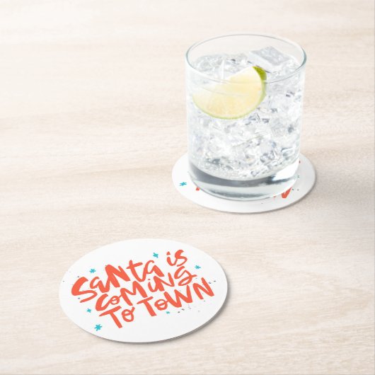 Santa komt naar de stad Holiday Design Ronde Kartonnen Onderzetter (Insitu)
