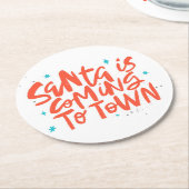 Santa komt naar de stad Holiday Design Ronde Kartonnen Onderzetter (Gebogen)