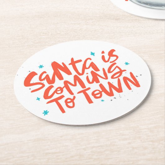 Santa komt naar de stad Holiday Design Ronde Kartonnen Onderzetter (Gebogen)