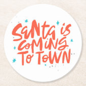 Santa komt naar de stad Holiday Design Ronde Kartonnen Onderzetter (Voorkant)