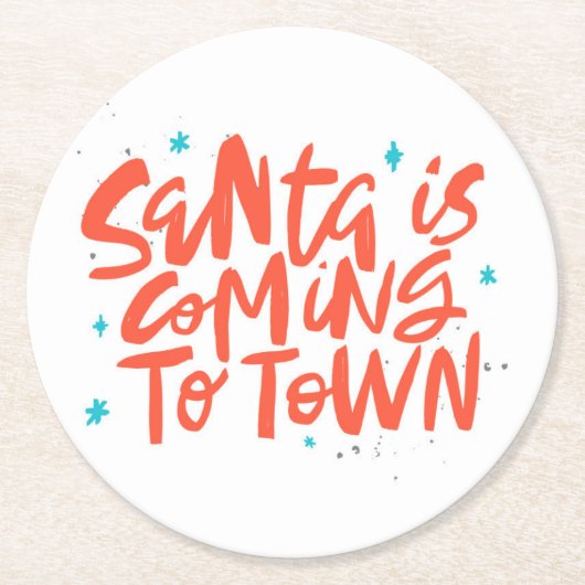 Santa komt naar de stad Holiday Design Ronde Kartonnen Onderzetter (Voorkant)