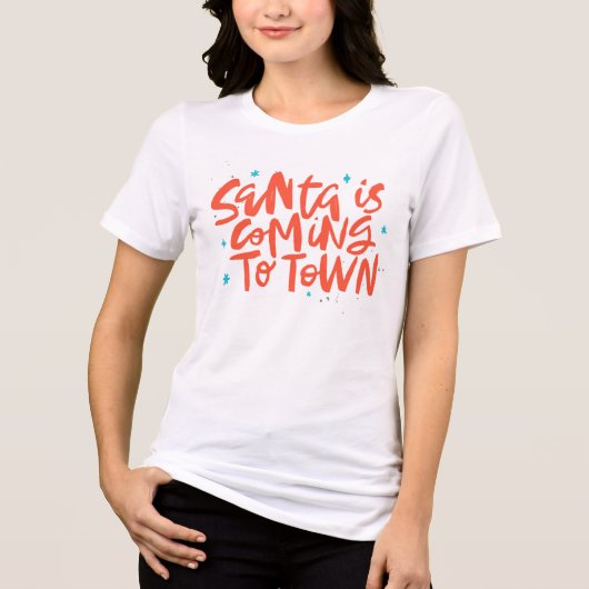 Santa komt naar de stad Holiday Design Tri-Blend Shirt (Voorkant)