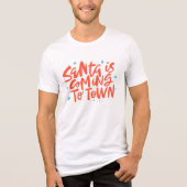 Santa komt naar de stad Holiday Design Tri-Blend Shirt (Voorkant)