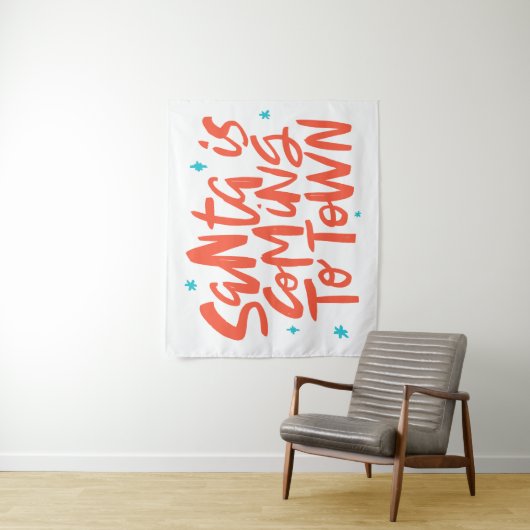 Santa komt naar de stad Holiday Design Wandkleed (In situ)