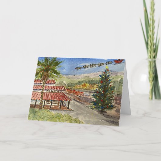 Santa komt naar Woodside Holiday Card Bedankkaart (Voorkant)