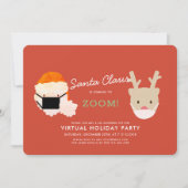 Santa komt naar Zoom Red Virtual Holiday Party I Kaart (Voorkant)