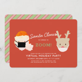 Santa komt naar Zoom Red Virtual Holiday Party I Kaart