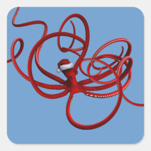 Santa Kraken Vierkante Sticker