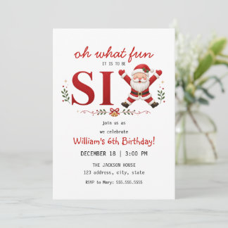 Santa Kris 6e Verjaardags Kerstfeest Kaart