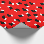 Santa Laarzen Patroon Kerstvakantie Rood Zwart Cadeaupapier (Hoek)