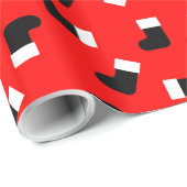 Santa Laarzen Patroon Kerstvakantie Rood Zwart Cadeaupapier (Rol Hoek)