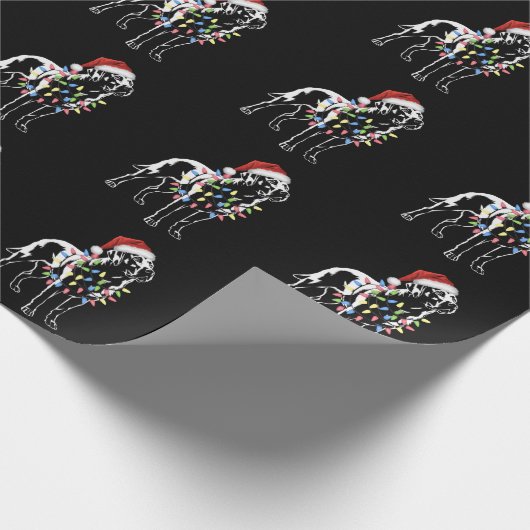 Santa Labrador Retriever Christmas Light Hondenlie Cadeaupapier (Hoek)