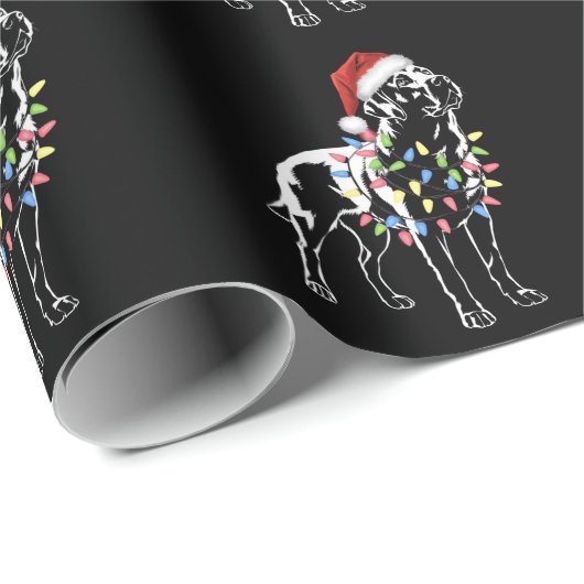 Santa Labrador Retriever Christmas Light Hondenlie Cadeaupapier (Rol Hoek)