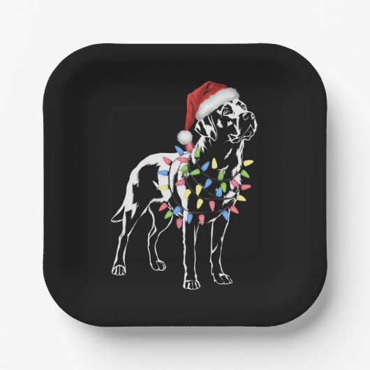 Santa Labrador Retriever Christmas Light Hondenlie Papieren Bordje (Voorkant)
