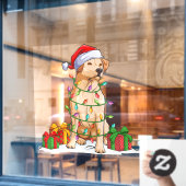 Santa Labrador Retriever Dog Wraping in Kerstmis Raamsticker (Cafe Raam)