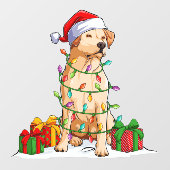 Santa Labrador Retriever Dog Wraping in Kerstmis Raamsticker (Vel)