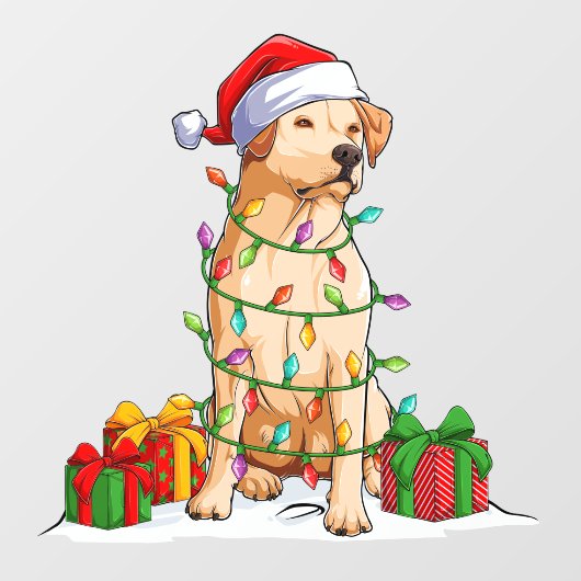 Santa Labrador Retriever Dog Wraping in Kerstmis Raamsticker (Vel)
