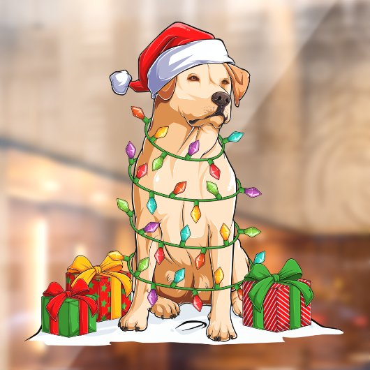 Santa Labrador Retriever Dog Wraping in Kerstmis Raamsticker (Vel 2)