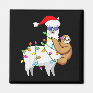 Santa Lama Kerstmis Grappige Lama Luiaard Kerstmis Magneet
