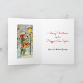  Santa Land Elves & Santa in Snow Feestdagen Kaart (Binnen)