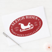 Santa Lane Sleigh Rides Ovale Sticker (Envelop)