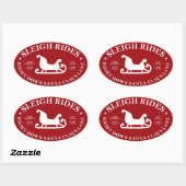 Santa Lane Sleigh Rides Ovale Sticker (Vel)