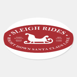 Santa Lane Sleigh Rides Ovale Sticker