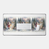 Santa Lantern Walk Winter Cottage Scene Bureaumat (Keyboard & Muis)