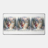 Santa Lantern Walk Winter Cottage Scene Bureaumat (Voorkant)