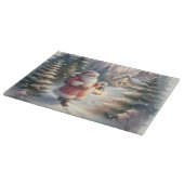 Santa Lantern Walk Winter Cottage Scene Snijplank (Hoek)