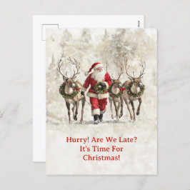 Santa Late Christmas Briefkaart