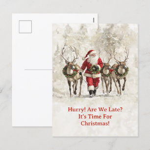 Santa Late Christmas Briefkaart