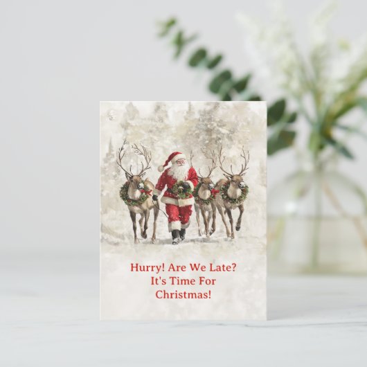 Santa Late Christmas Briefkaart (Staand voorkant)