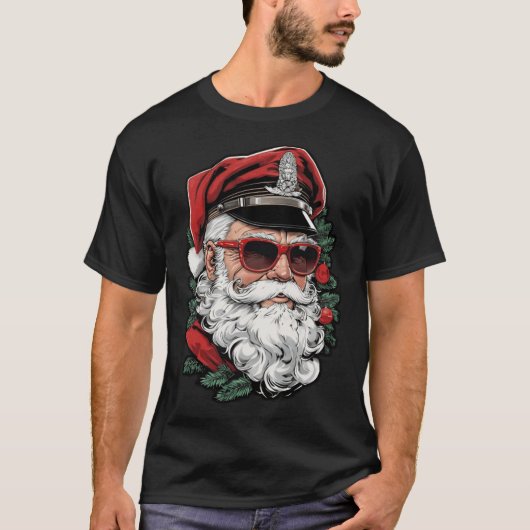 Santa Leather Daddyom of Finlandribute Gay Christm T-shirt (Voorkant)