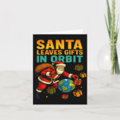 Santa Leaves In Orbit Funny Xmas Space  Kaart (Voorkant)