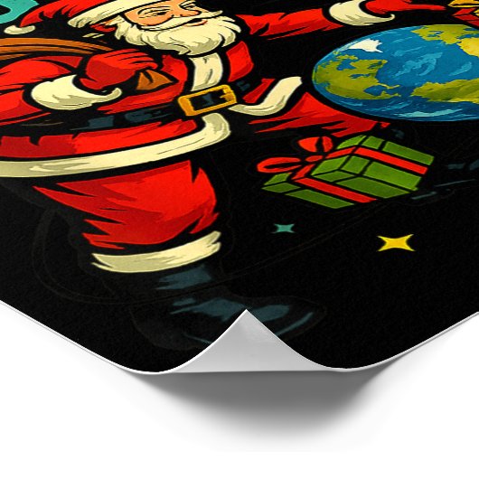 Santa Leaves In Orbit Funny Xmas Space  Poster (Hoek)