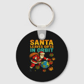 Santa Leaves In Orbit Funny Xmas Space  Sleutelhanger (Voorkant)