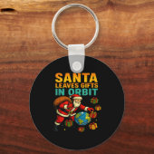 Santa Leaves In Orbit Funny Xmas Space Sleutelhanger (Voorkant)