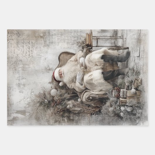 Santa-Left-Right Facing Oriental Wallpaper Inpakpapier Vel (Voorkant)