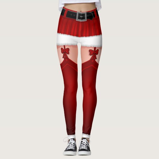 Santa Leggings Funny kerstkostuum Leggings (Voorkant)