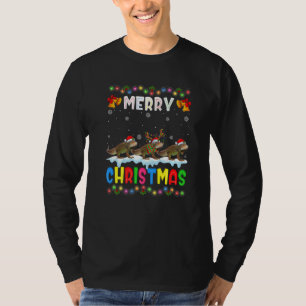 Santa Leguaan Dieren Prettig Kerstmis Pyjama T-shirt