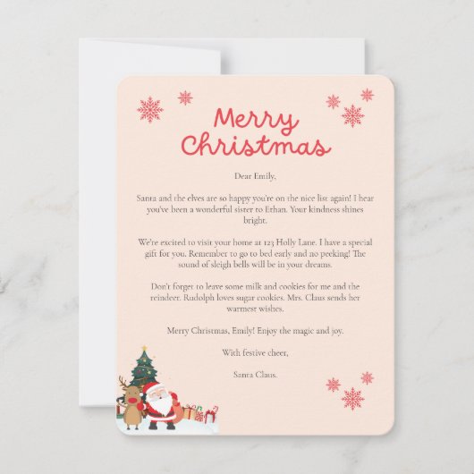 Santa Letter Christmas Kaart voor kinderen (Voorkant)
