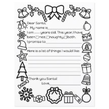 Santa Letter kleurplaat