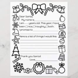 Santa Letter kleurplaat