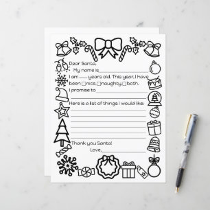 Santa Letter kleurplaat