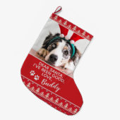 Santa Letter Nordic Pattern Dog Foto Grote Kerstsok (Voorkant (Hangend))