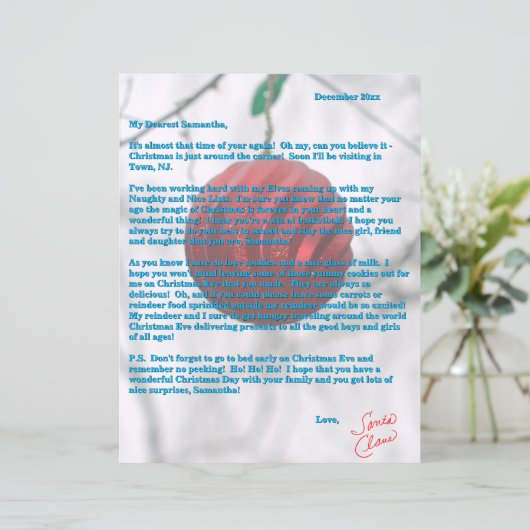 Santa Letter Red Ornament Snowflakes (Staand voorkant)