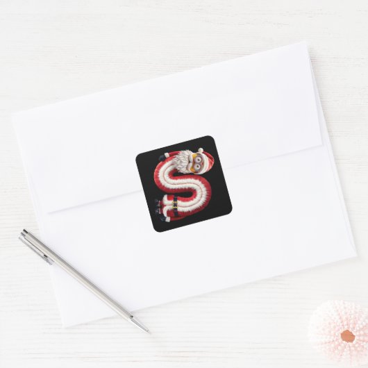 Santa letter S Vierkante Sticker (Envelop)
